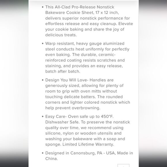 All-Clad Pro-Release Bakeware Cookie Sheet - Picture 5 of 9